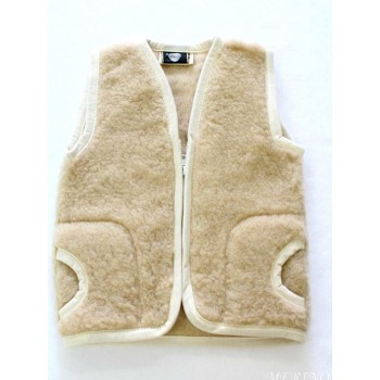 BEIGE Childrens Merino Wool Vest Natural BABY Junior Body Warmer Vest Waistcoat