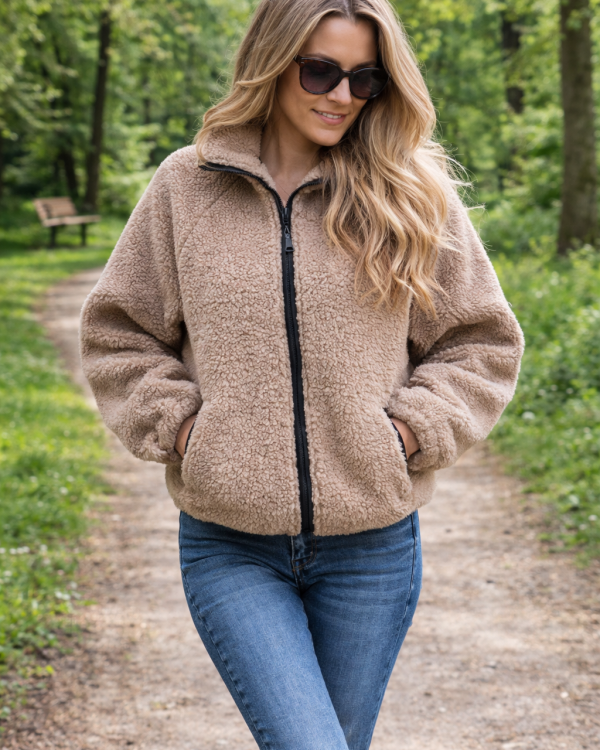 Natural Merino wool fleece jacket - for Women
