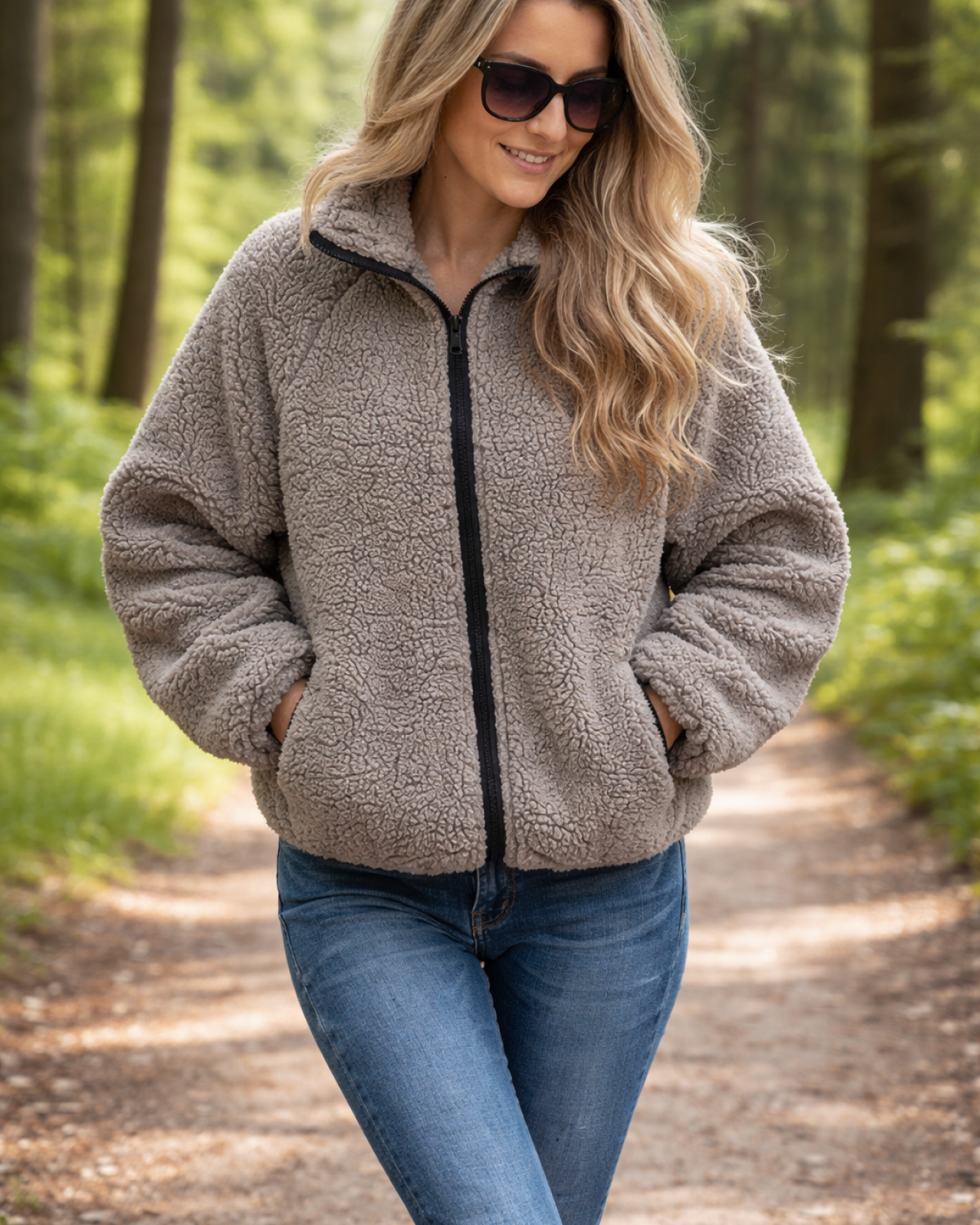Natural Merino wool fleece jacket - for Women