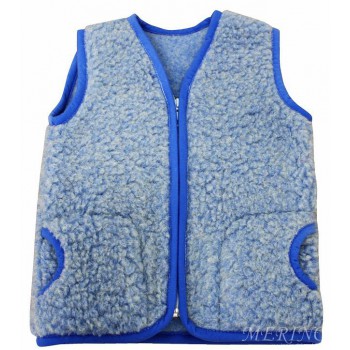 BLUE Childrens Merino Wool Vest Natural BABY Junior Body Warmer Vest Waistcoat