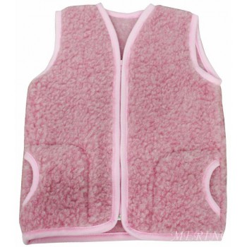 PINK Childrens Merino Wool Vest Natural BABY Junior Body Warmer Vest Waistcoat