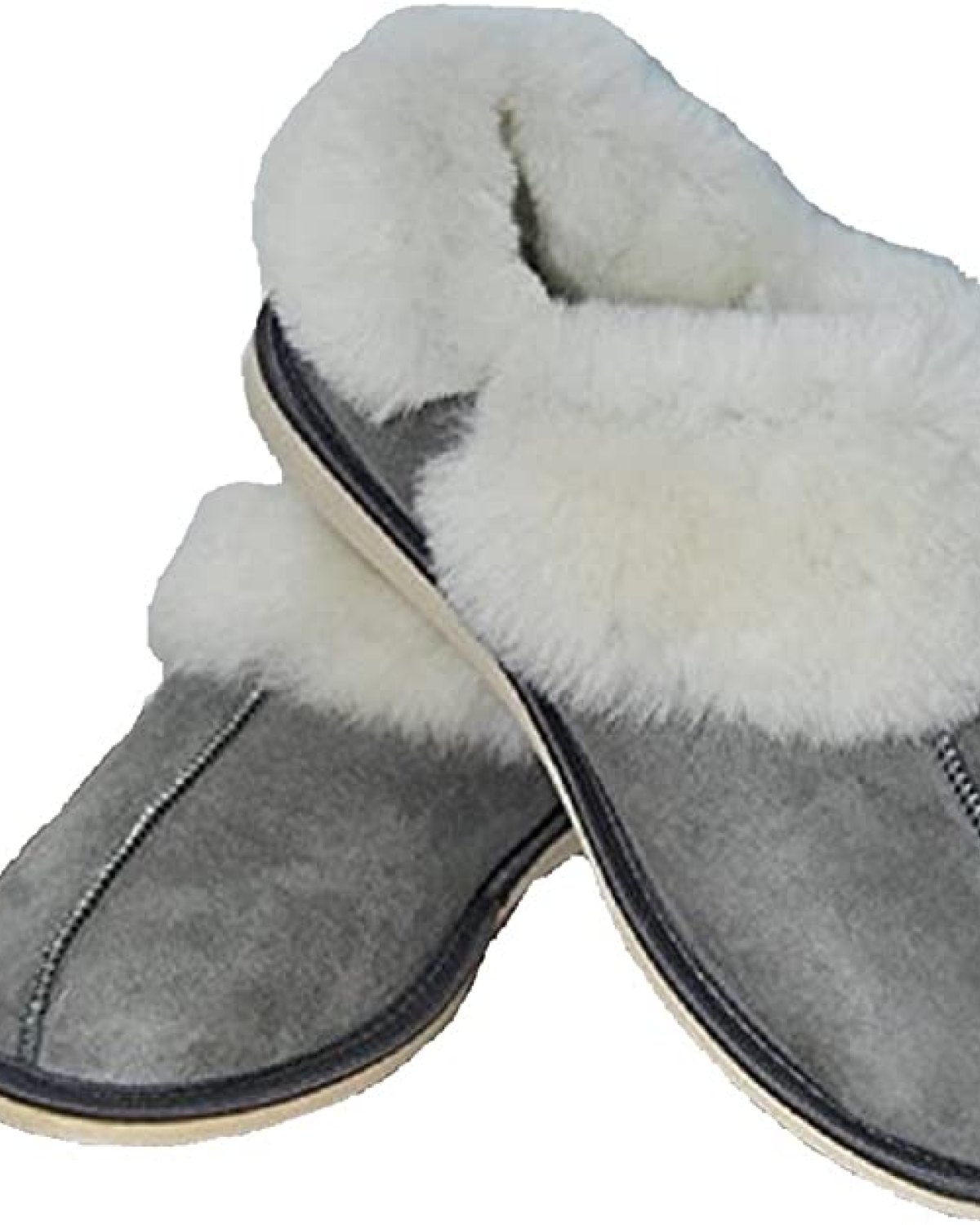 Natural Warm Cozy Leather ORGINAL Wool Sheepskin Fur Slippers Grey 1