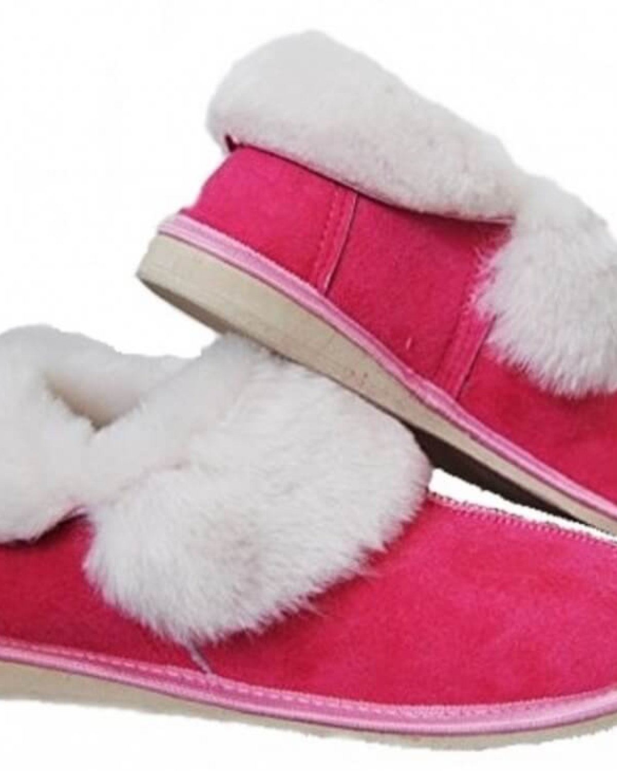 Natural Warm Cozy Leather ORGINAL Wool Sheepskin Fur Slippers Pink 