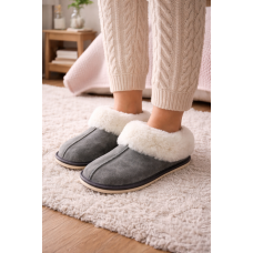 Natural Warm Cozy Leather ORGINAL Wool Sheepskin Fur Slippers Grey 1