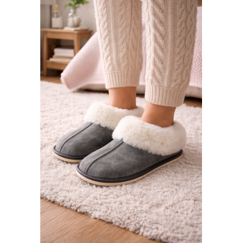 Natural Warm Cozy Leather ORGINAL Wool Sheepskin Fur Slippers Grey 1 Natural Warm Cozy Leather ORGINAL Wool Sheepskin Fur Slippers Grey 1