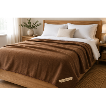 Natural Merino Wool Blanket Camel Wool Throw  Sofa Cover Bed Cover  Brown fleece
