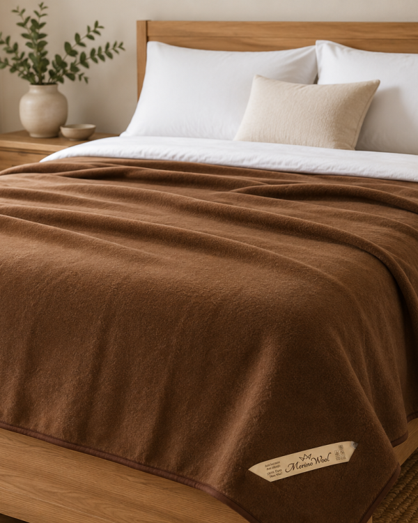 Natural Merino Wool Blanket Camel Wool Throw  Sofa Cover Bed Cover  Brown fleece