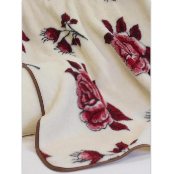Natural & Warm Merino Wool Blanket Bed Wool Throw , Bed Cover Sofa Pad RED ROSES 