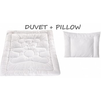 CLASSIC Merino Wool Teddy Bear BABY Bedding SET Junior Duvet Cot Bed 120 x 150 cm + Flat Baby Pillow 40 x 60 cm  500GSM 8-10.5tog
