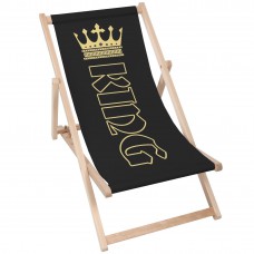 GOLD KING Modern Sun Loungers Padded Wooden Garden Adirondack Chair PATIO SEASIDE Folding Hardwood Beach