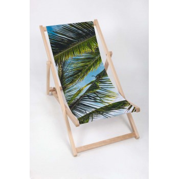 PALM LEAVES Modern Sun Loungers Padded Wooden Garden Adirondack Chair PATIO SEASIDE Folding Hardwood Beach