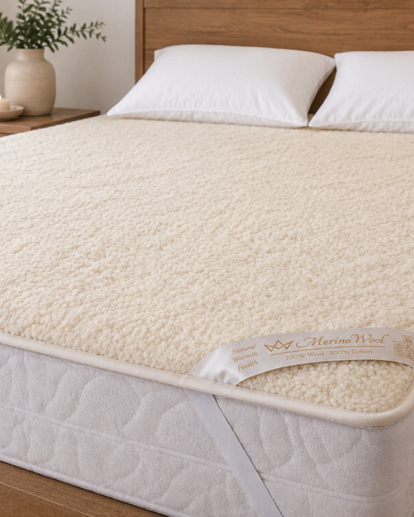 Natural Merino Wool Standard Wool Topper / Bed Sheet / Under blanket / Mattress Topper / Bed Pad / All Sizes : SINGLE , DOUBLE , KING 