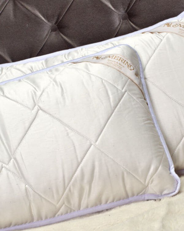 Pack of 2 Classic Merino Wool Pillows 45 x 75 cm + Removable Cotton Zipped Cover 19" x 29"  Hypoallergenic
