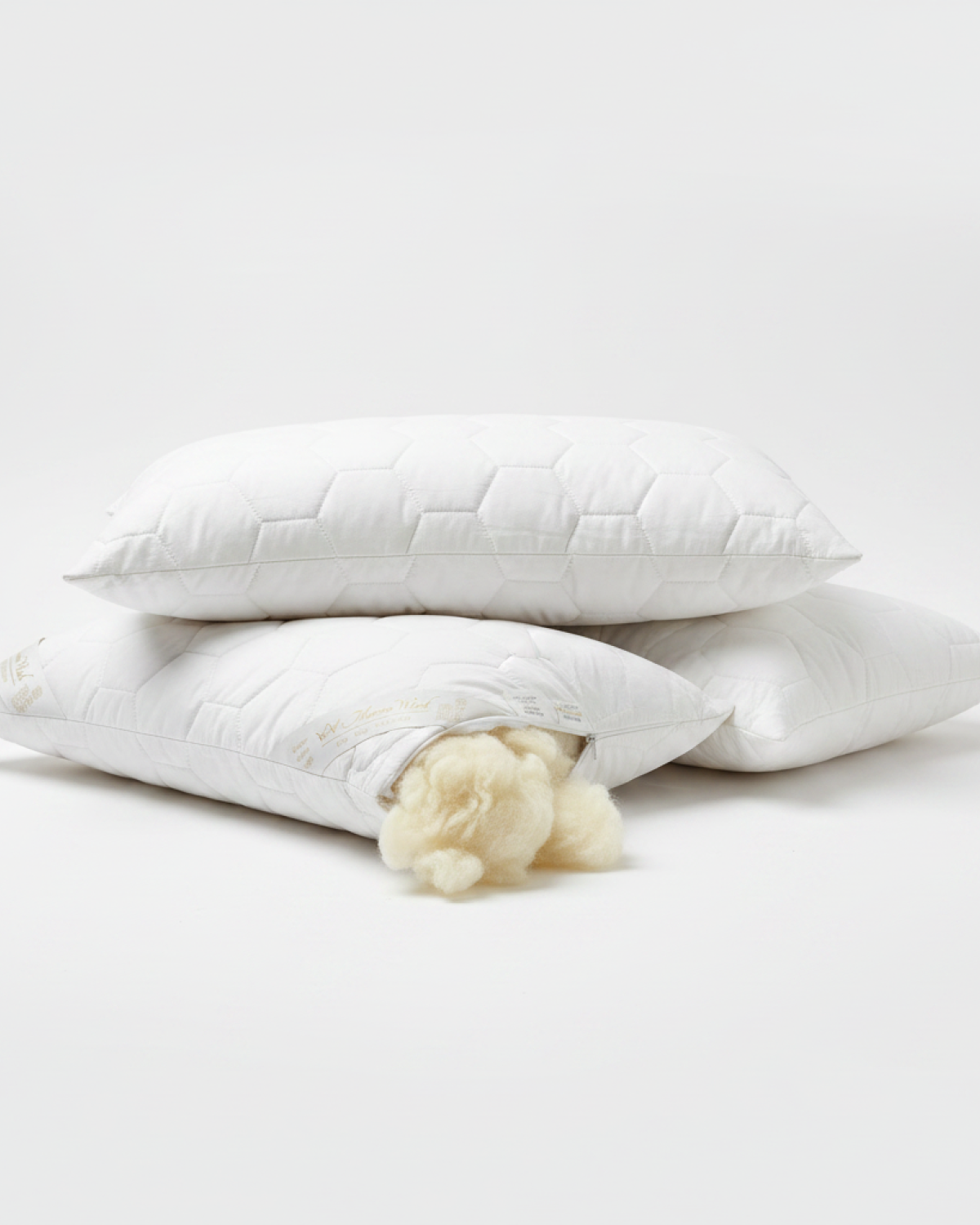 Pack of 2 Classic Merino Wool Pillow 45 x 75 cm + Removable Cotton Zipped Cover 19" x 29"  Hypoallergenic