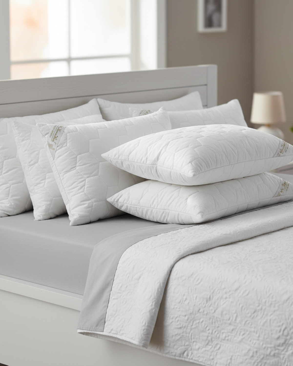 Pack of 2 Classic Merino Wool Pillow 45 x 75 cm + Removable Cotton Zipped Cover 19" x 29" Hypoallergenic