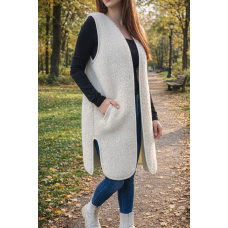 Women ` s ECRU Merino Wool Vest Natural Body Warmer Vest Waistcoat ALL SIZES