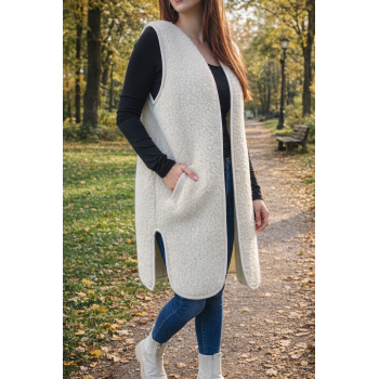 Women ` s ECRU Merino Wool Vest Natural Body Warmer Vest Waistcoat ALL SIZES