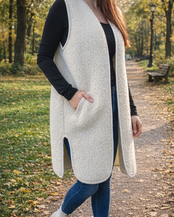 Women ` s ECRU Merino Wool Vest Natural Body Warmer Vest Waistcoat ALL SIZES