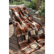 Natural Merino Wool Blanket Bed Throw , Bed Cover Sofa Pad Brown CHECKED 