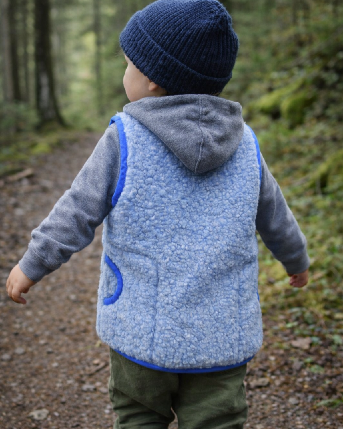BLUE Childrens Merino Wool Vest Natural BABY Junior Body Warmer Vest Waistcoat