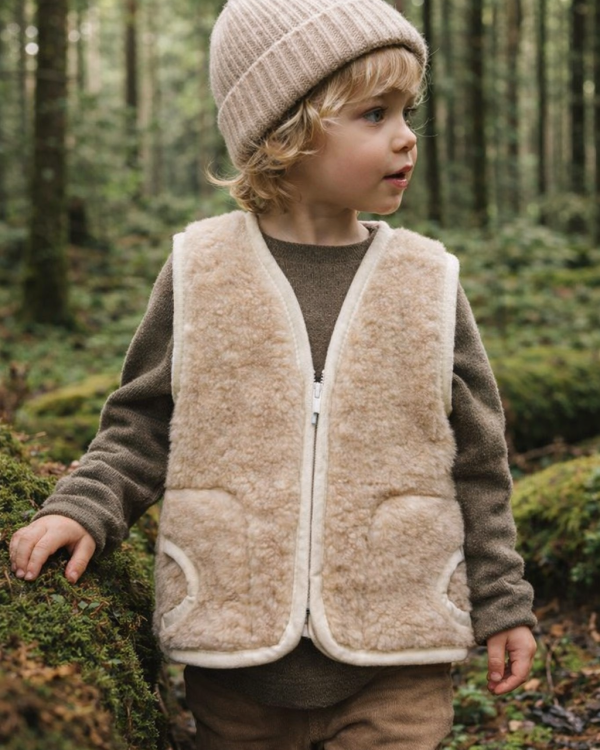 BEIGE Childrens Merino Wool Vest Natural BABY Junior Body Warmer Vest Waistcoat