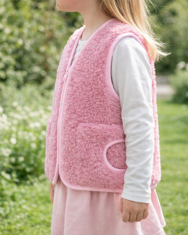 PINK Childrens Merino Wool Vest Natural BABY Junior Body Warmer Vest Waistcoat