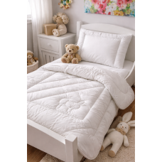 CLASSIC Merino Wool Teddy Bear BABY Bedding SET Junior Duvet Cot Bed 120 x 150 cm + Flat Baby Pillow 40 x 60 cm  500GSM 8-10.5tog