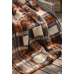 Natural Merino Wool Blanket Bed Throw , Bed Cover Sofa Pad Brown CHECKED 