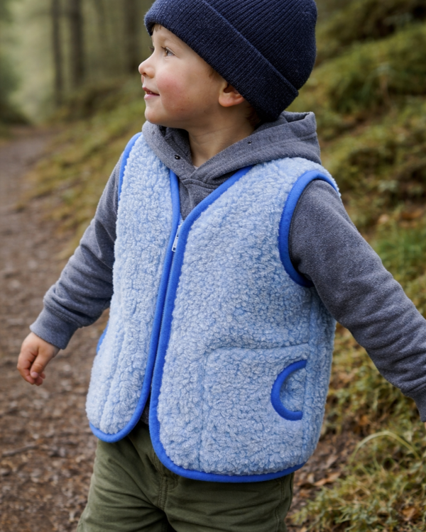 BLUE Childrens Merino Wool Vest Natural BABY Junior Body Warmer Vest Waistcoat
